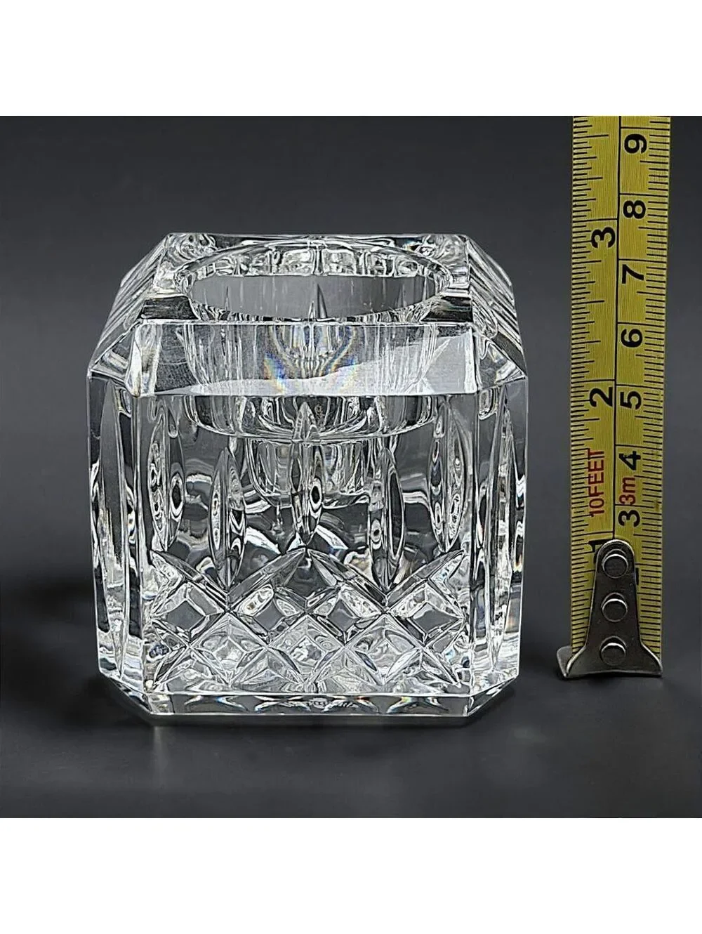 Set of 2 Vintage Waterford Crystal Square Votive Candle Holders Cut Glass 3